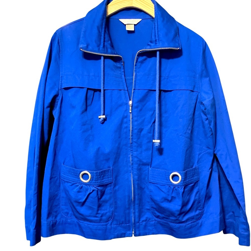 Christopher & Banks Vibrant Blue Zip-Up Artist Jacket  PL EUC